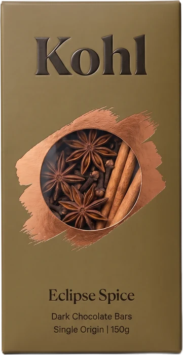 Kohl Eclipse Spice Smudge bar, 150 g: flat sleeve with a painted copper smudge window